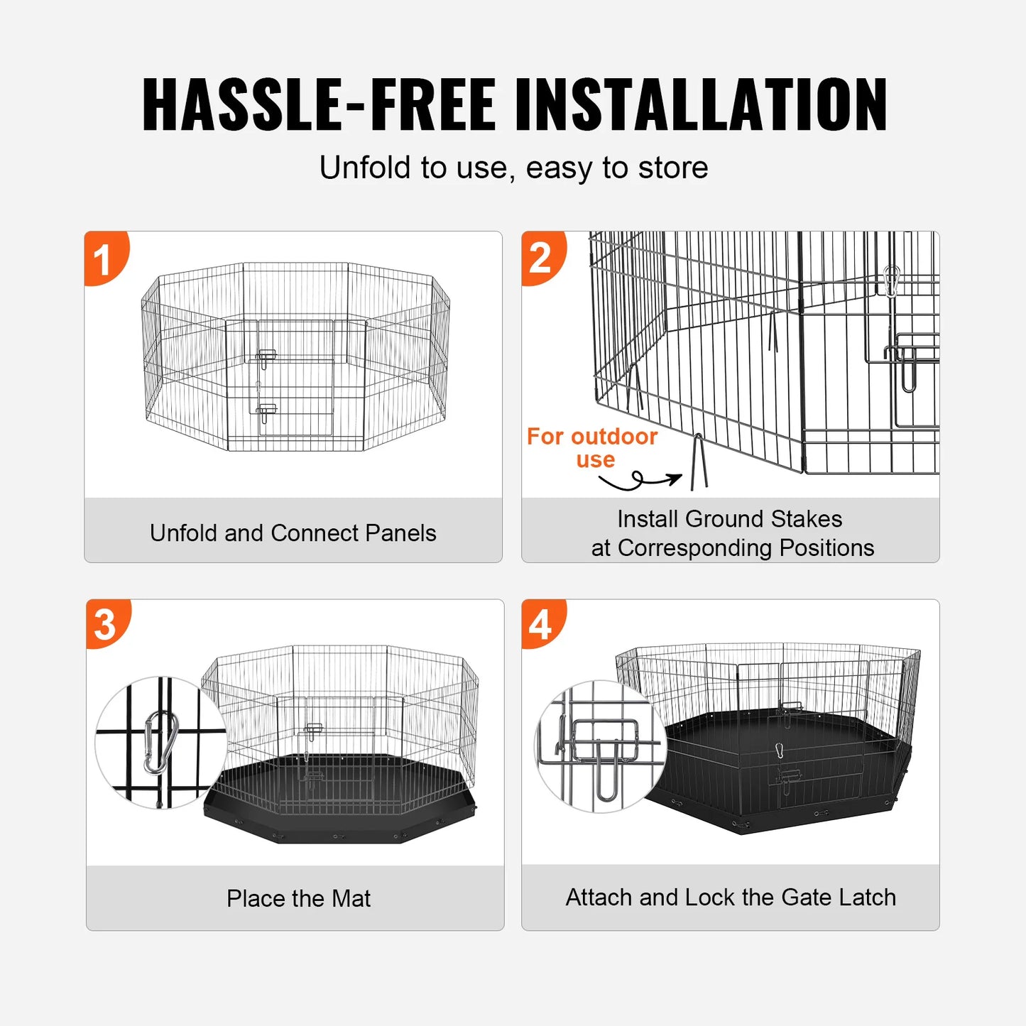 NONEDog Eight Panel Foldable Dog Playpen Metal Exercise Fence