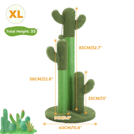PAWZ Road Cactus Cat Scratching Post With Sisal Poles And Dangling Ball Toys