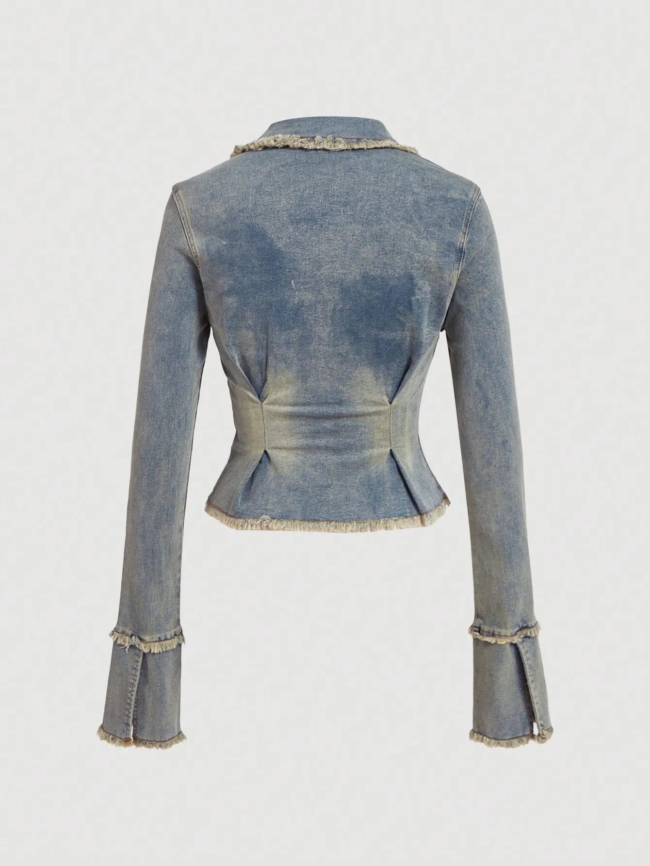 Women's Casual Frayed Denim Jacket For Spring Autumn
