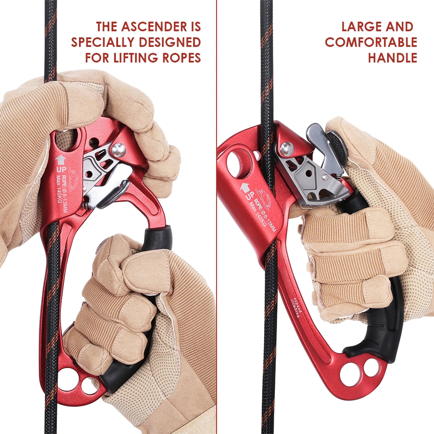 Aluminum Magnesium Alloy Hand Ascender For Rock Climbing And Caving
