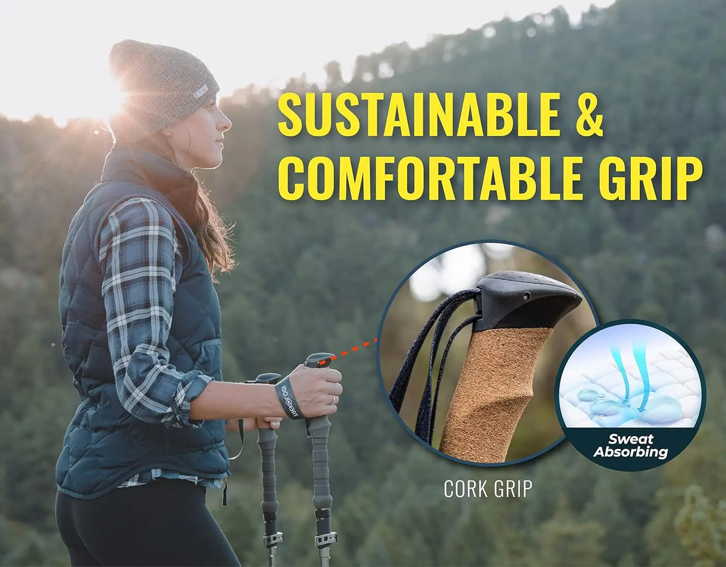 Lightweight Folding Hiking Poles With Adjustable Height