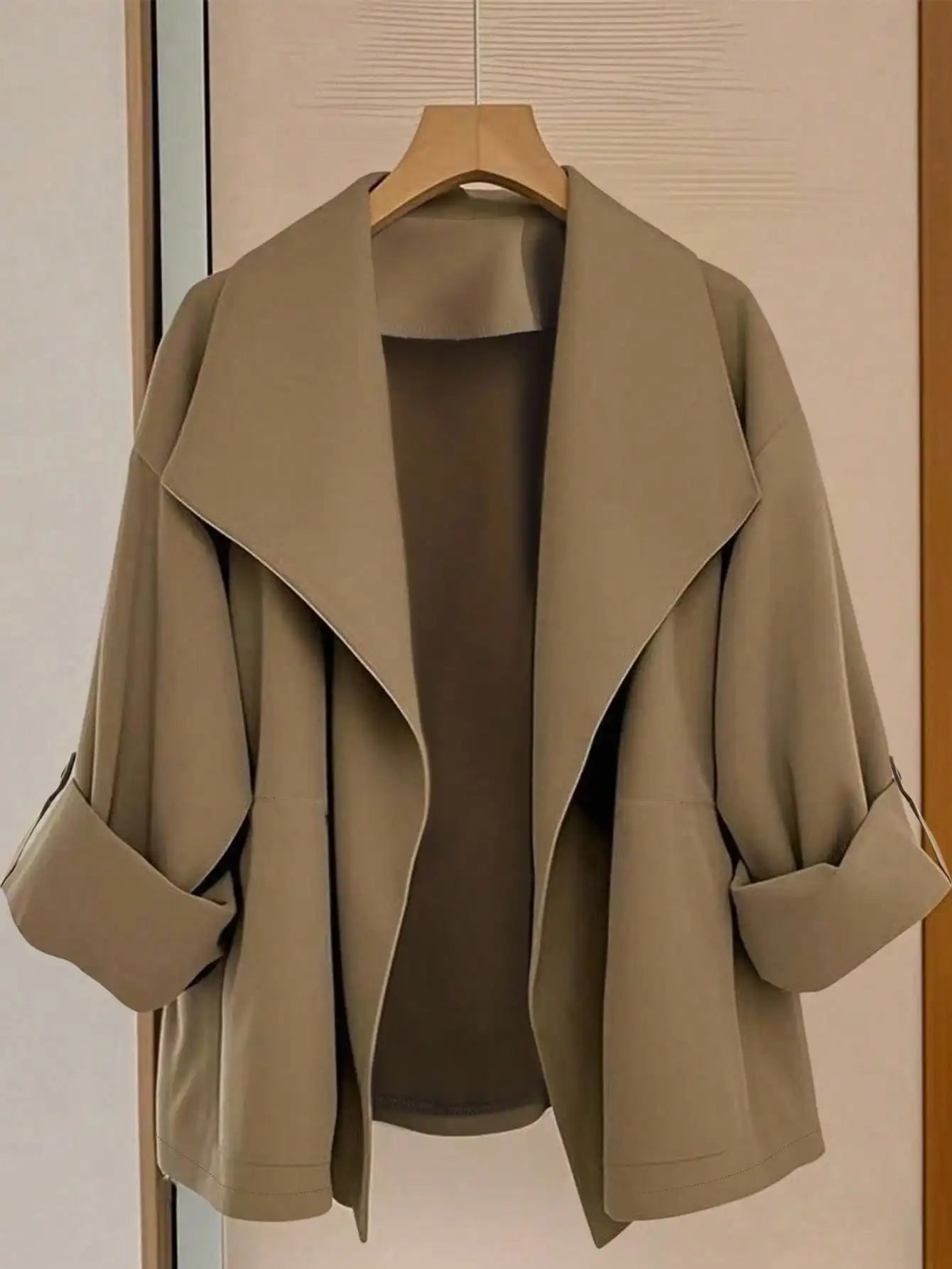 Women's Rolled Sleeve Windbreaker Jacket for Autumn