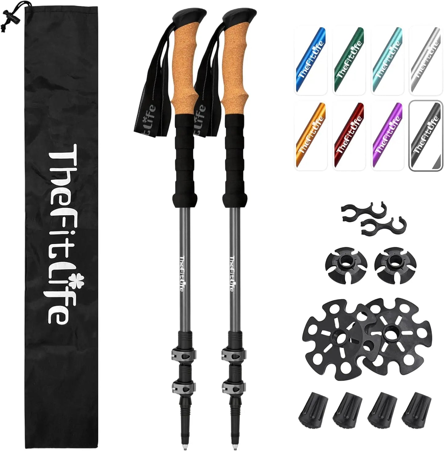 Lightweight Aluminum Trekking Poles With Cork Grips Adjustable