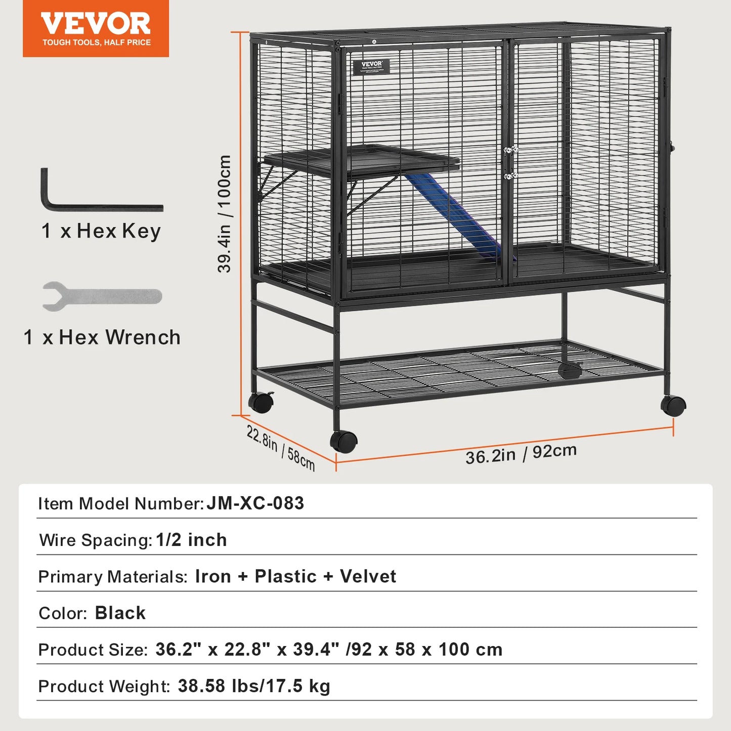 SucceBuy 4 Tier Rolling Metal Cage for Small Animals