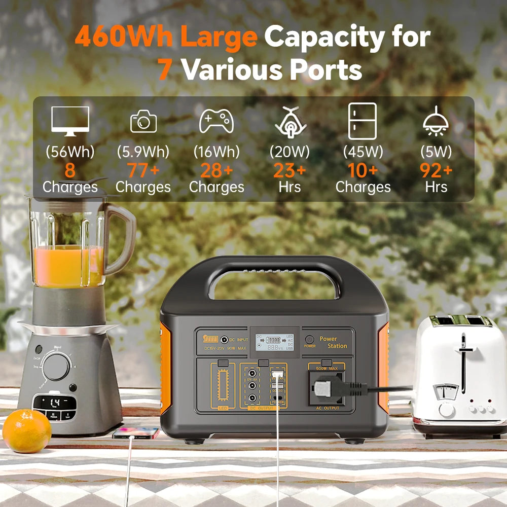 GaiaRay 460.8Wh Portable Power Station Solar Generator 110V Emergency