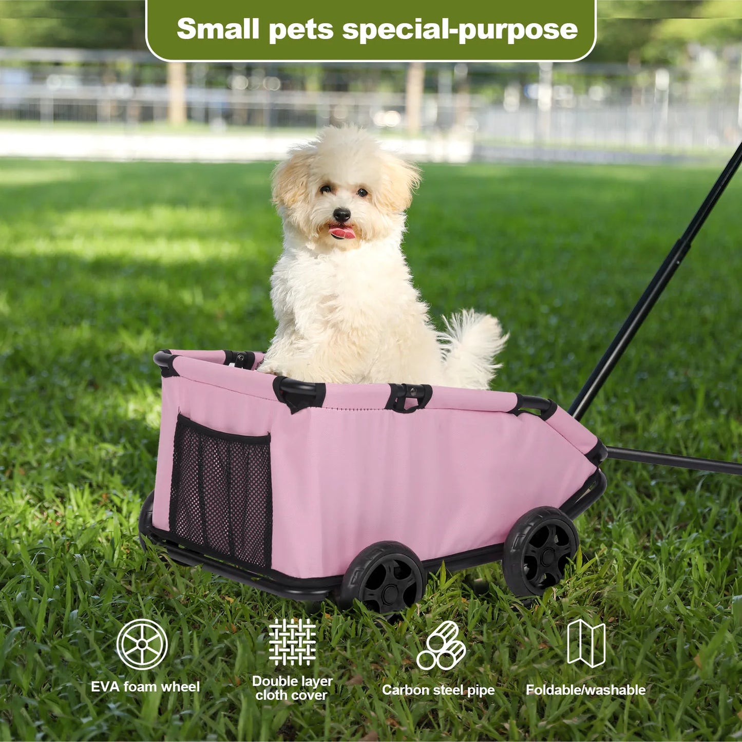 Small Pet Cart Folding Dog Stroller 360 Rotating Carrier