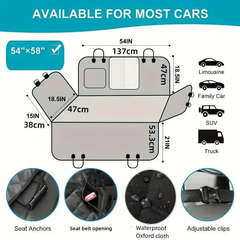 Dog Car Seat Cover Waterproof Hammock Nonslip Durable