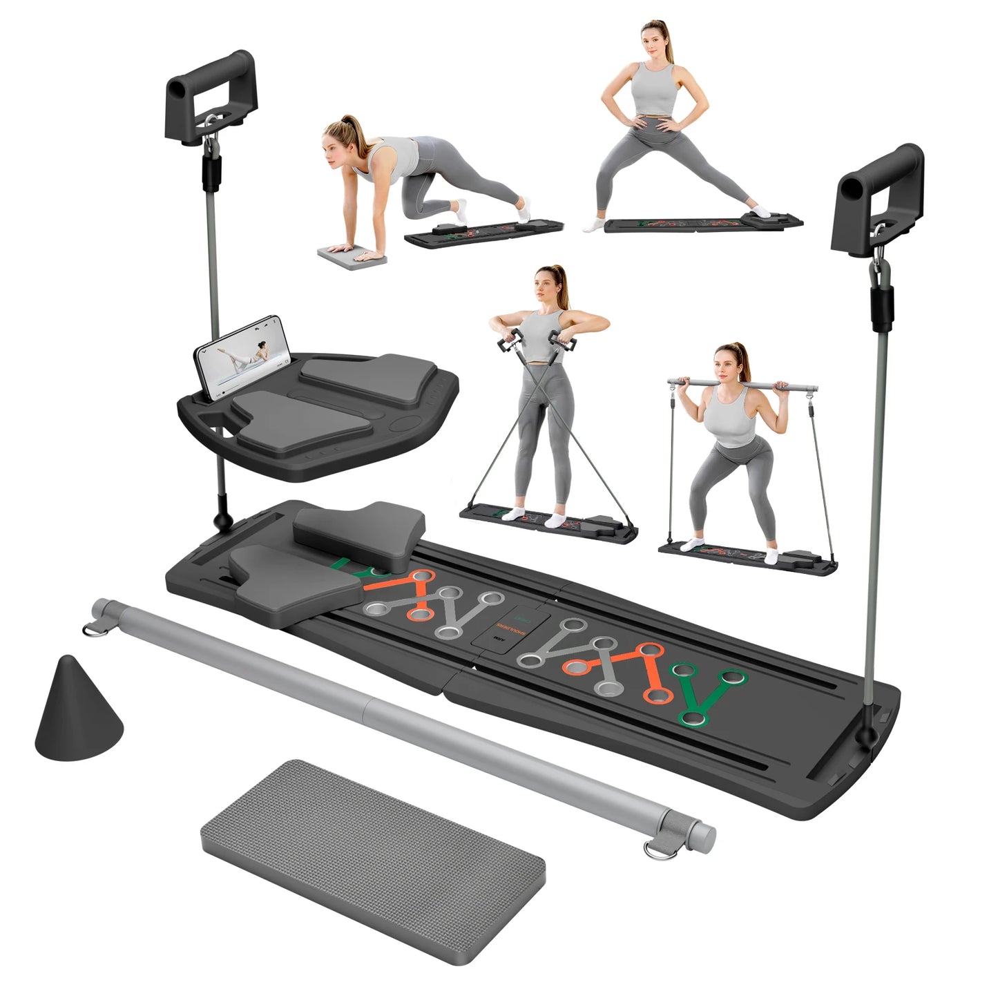 Ab Pilates Board Multi Functional Abdominal Fitness With Resistance Bands