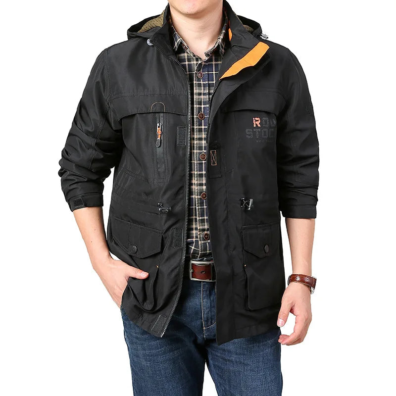 2024 Business Casual Jackets Man Sports Coat Autumn Windproof Hooded Jackets Quick Drying Lightweight Outdoor Climbing Outwear