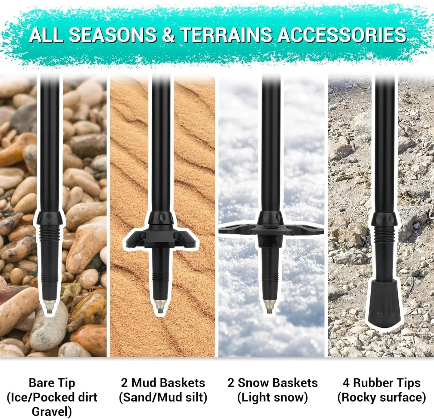Lightweight Aluminum Trekking Poles With Cork Grips Adjustable