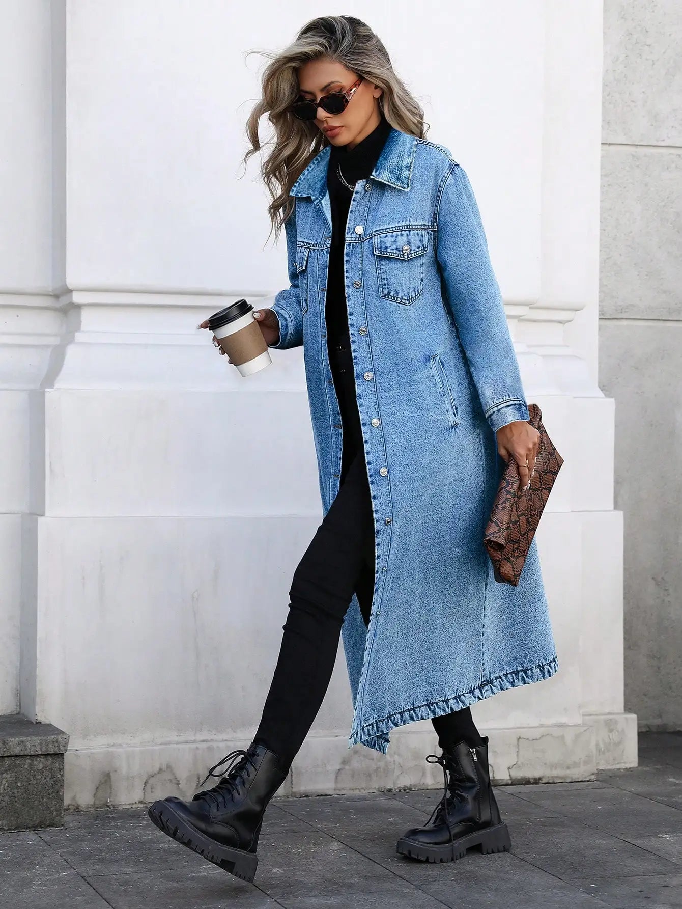 Womens Denim Jacket Y2K Style Button Front Cotton Casual