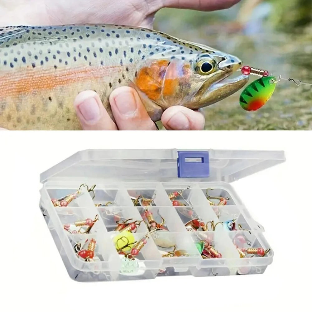 JOCESTYLE 30pcs Metal Spoon Spinner Lures With Treble Hook