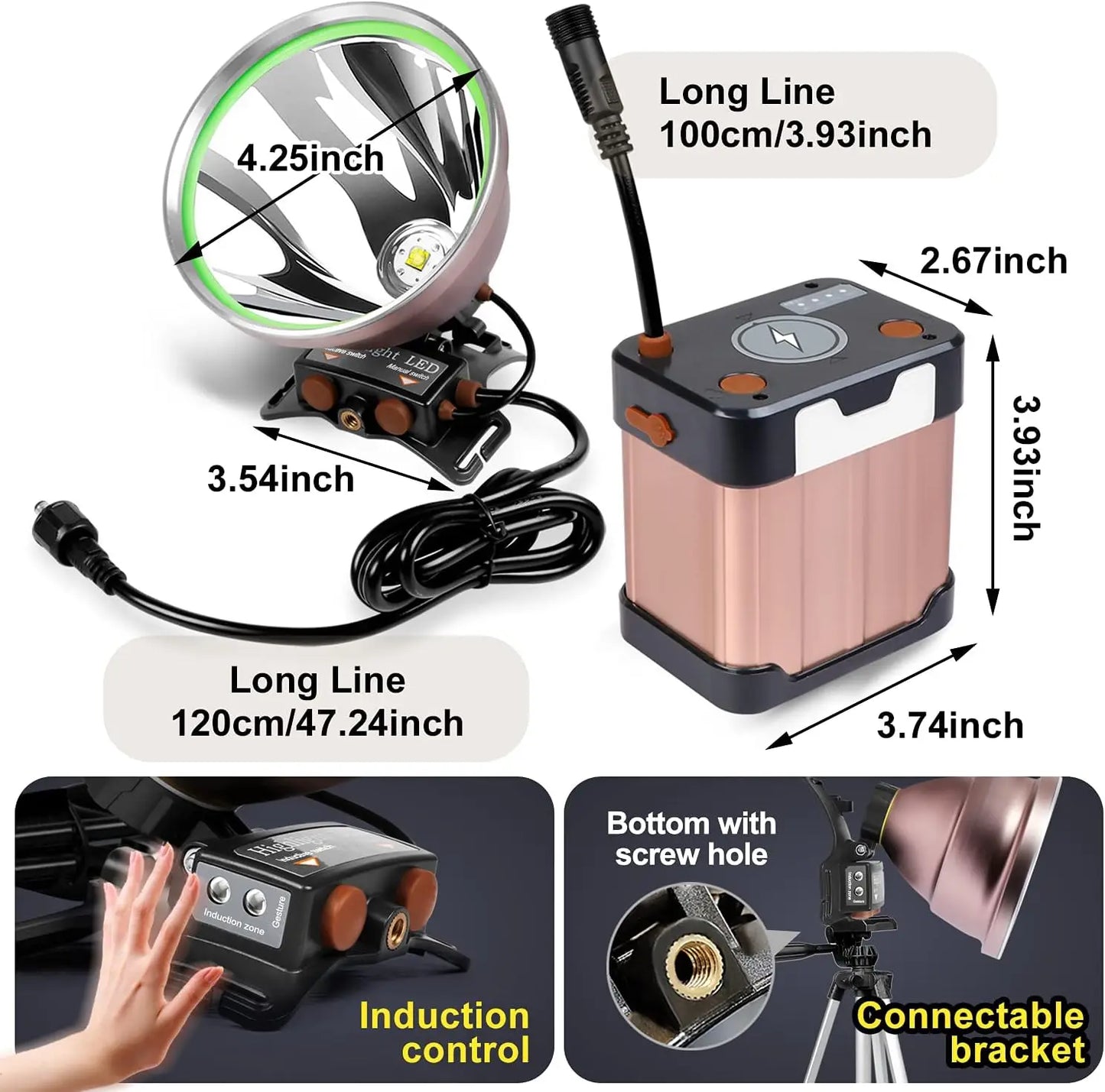 LED Headlamp 22000mAh Rechargeable Waterproof Headlight Outdoor
