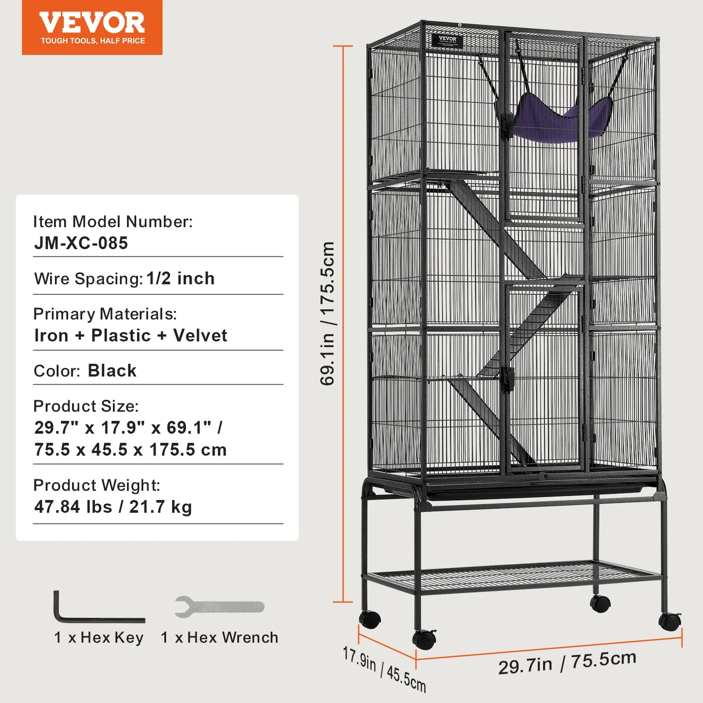 SucceBuy 4 Tier Rolling Metal Cage for Small Animals