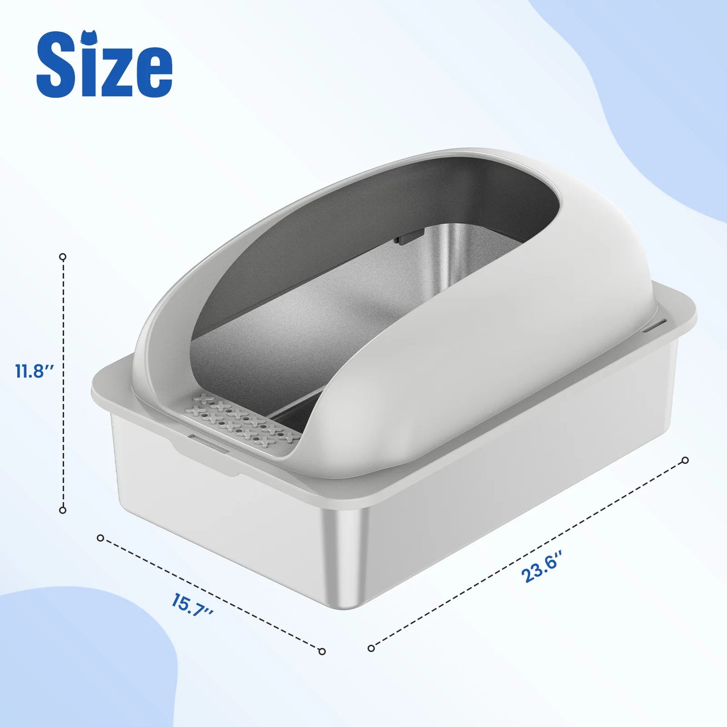 JHK Stainless Steel Cat Litter Box With Lid Large Capacity