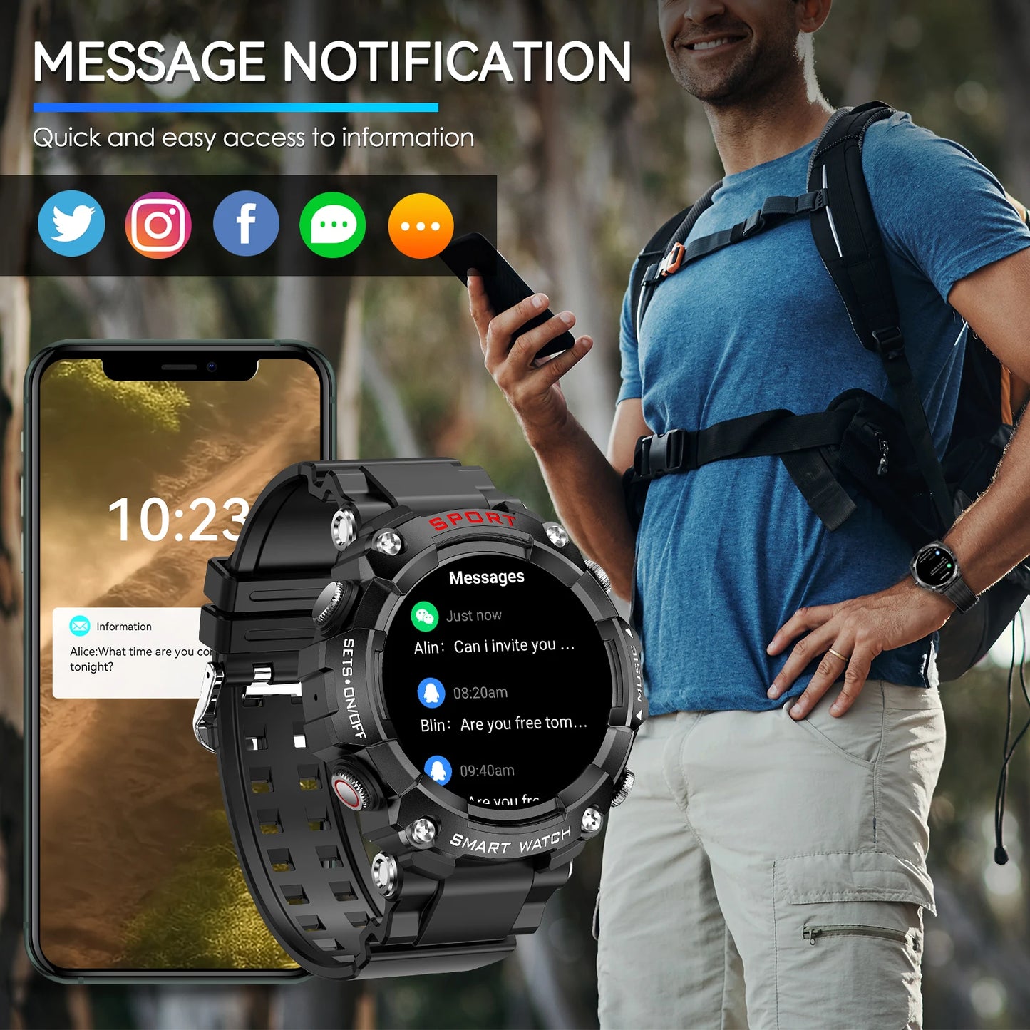 LaNikar Smart Watch With In Ear Bluetooth Headset Health Monitoring