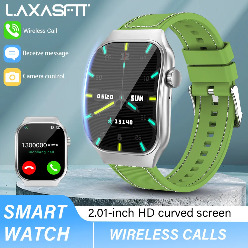 LAXASFIT Curved Screen Smartwatch Bluetooth Calling Customizable Watch Faces