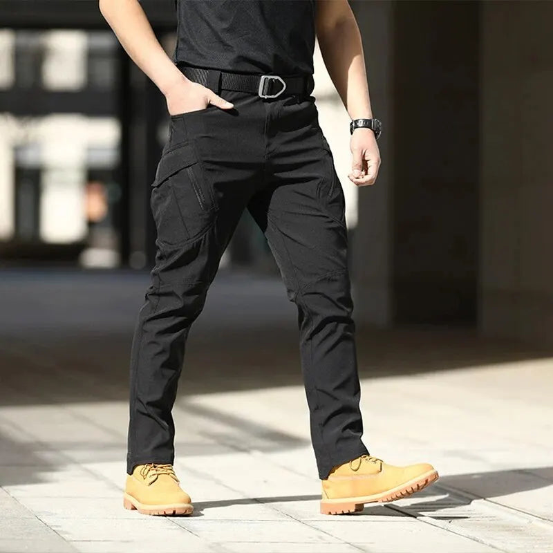 Men's Running Mountaineering Outdoor Sports Training Pants Casual Black Workwear Multi Pocket Zippered Trousers