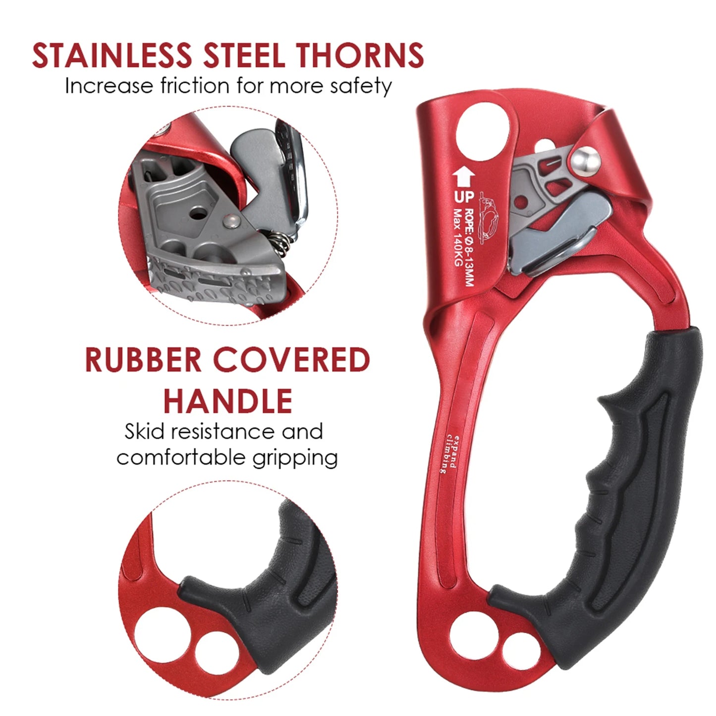 Aluminum Magnesium Alloy Hand Ascender For Rock Climbing And Caving