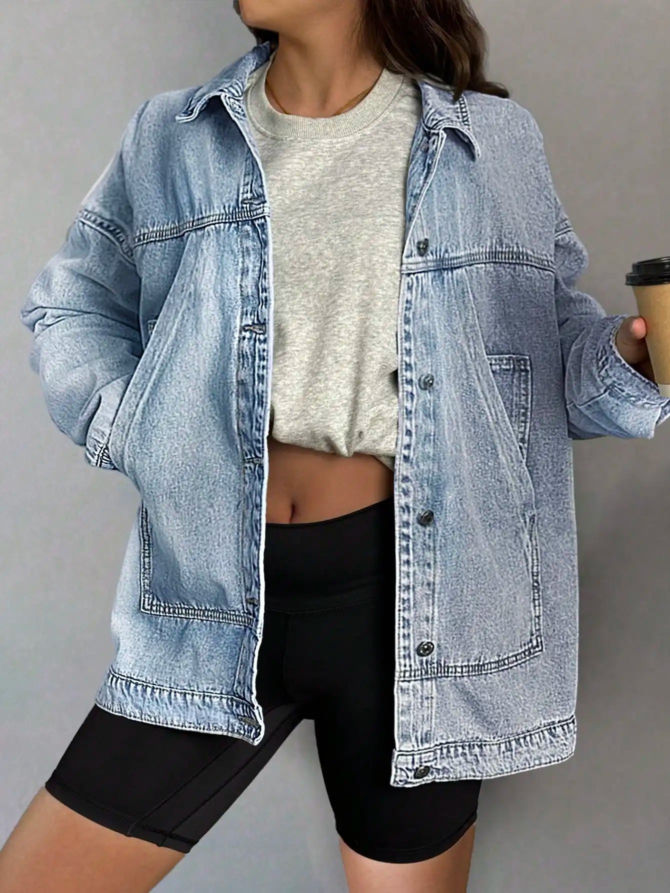 Denim Jacket Women Boyfriend Style Loose Fit Casual