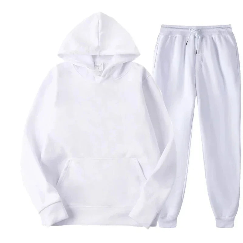 NONECN Unisex Tracksuit Hoodies 2Piece Fleece Set Pullover