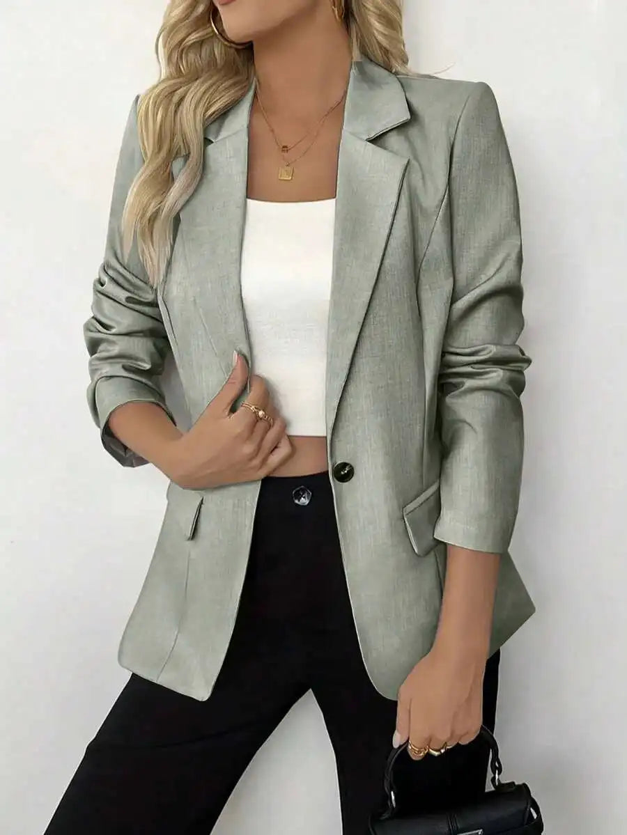 Elegant Women's Lightweight Single-Button Blazer Jacket