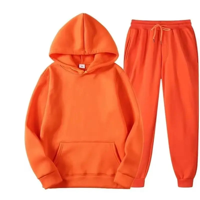NONECN Unisex Tracksuit Hoodies 2Piece Fleece Set Pullover