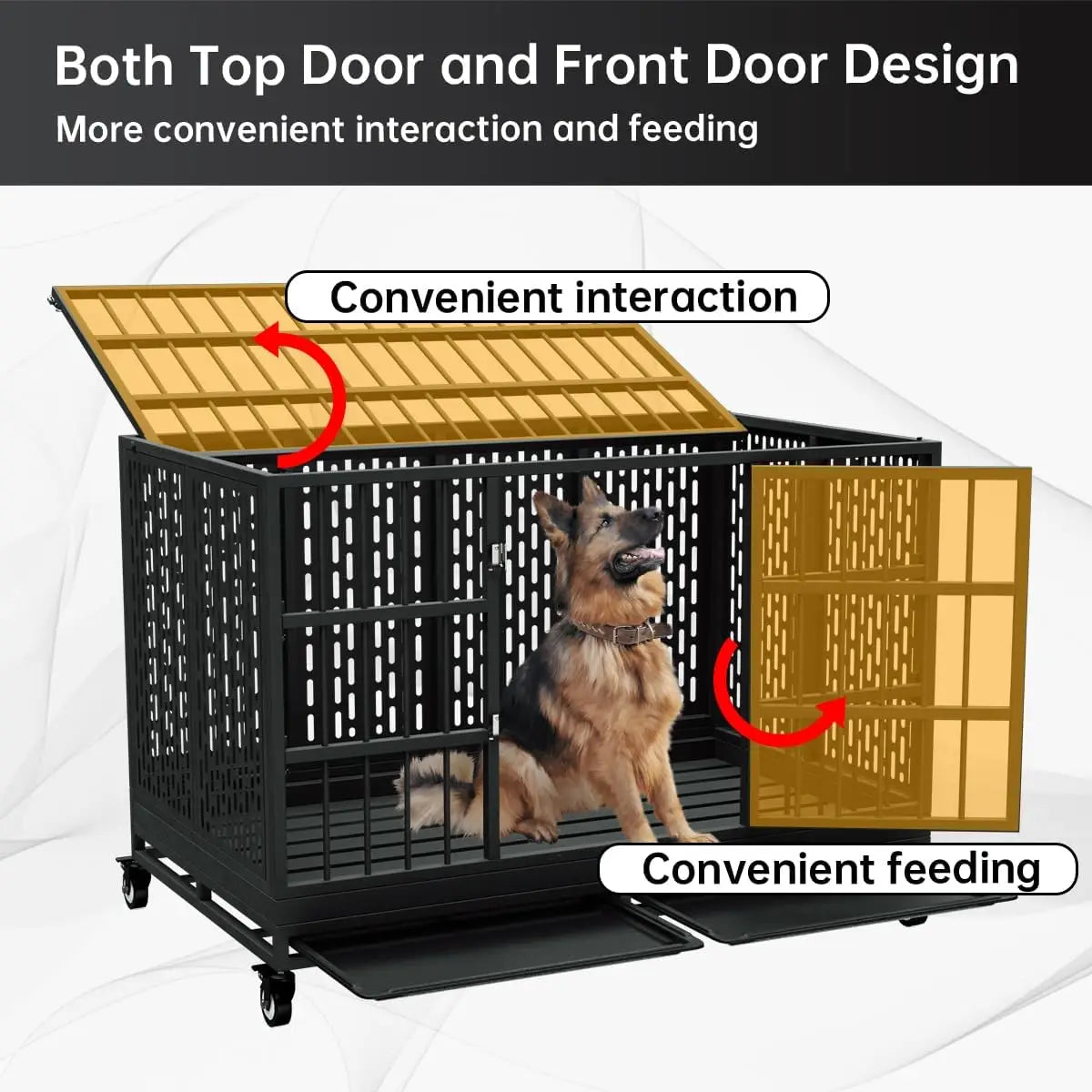 ufsagcg Heavy Duty Dog Crate with Wheels Indestructible