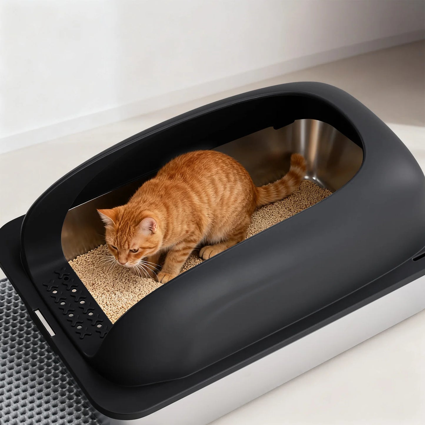 JHK Stainless Steel Cat Litter Box With Lid Large Capacity