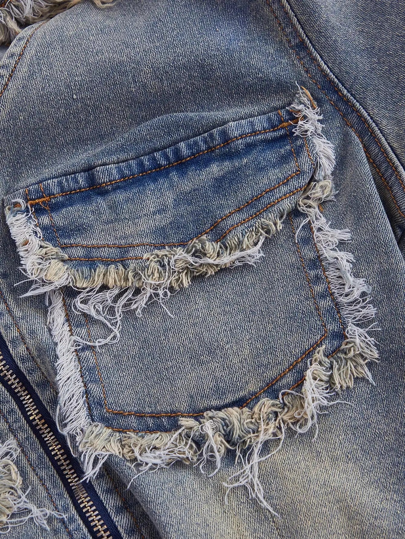 Women's Casual Frayed Denim Jacket For Spring Autumn