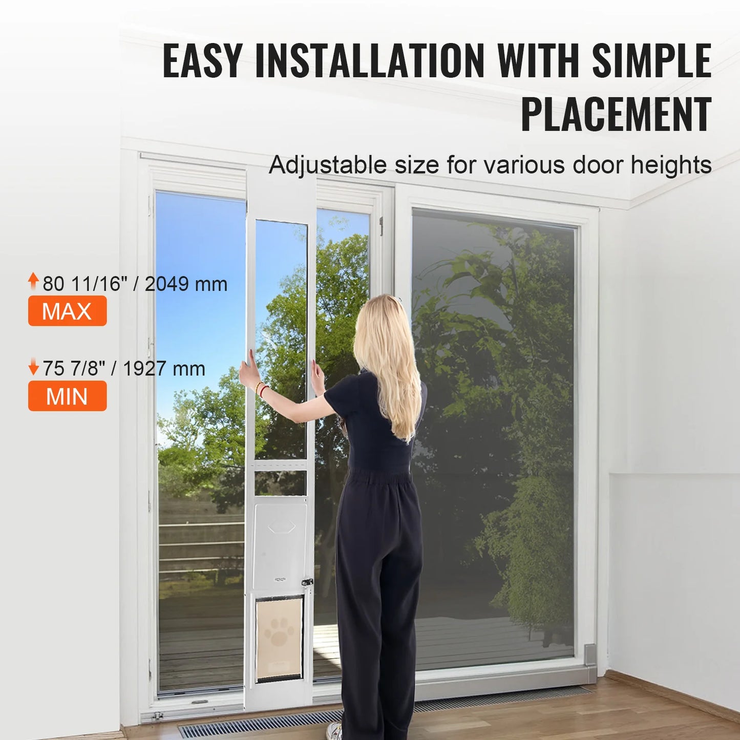 NONEDogDoor Sliding Glass Dog Door With Adjustable Height Aluminum Frame