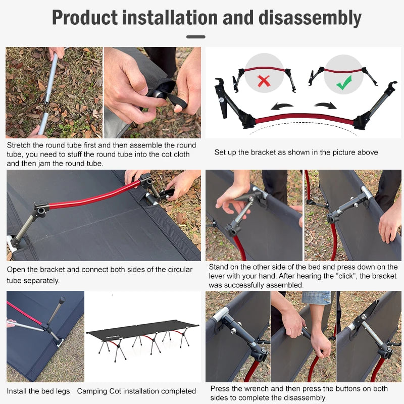 WEST TUNE Camping Cot Leg Extenders Ultralight Folding Bed