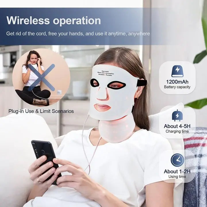 Foreverlily Silicone LED Mask With Neck For Red Light Infrared Therapy