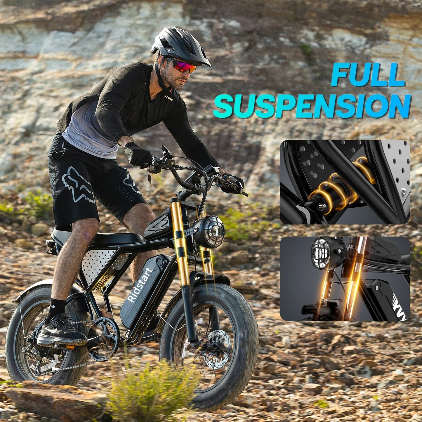 Ridstar Q20 Electric Bike for Adults 1500W Motor 33MPH 48V 20Ah 20" Electric Dirt Bike Hydraulic 7-Speed Snow Off-Road Commuter