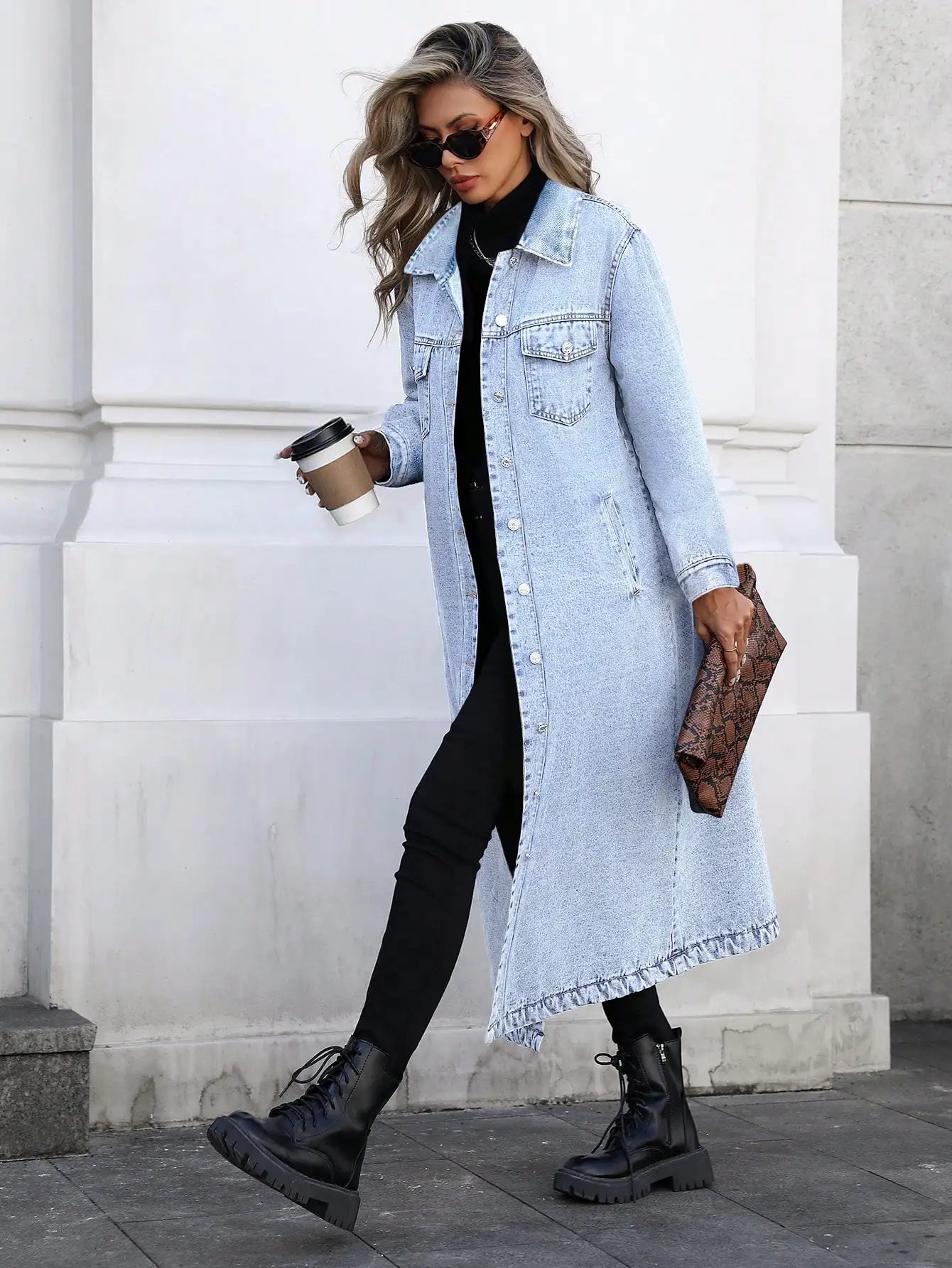 Womens Denim Jacket Y2K Style Button Front Cotton Casual