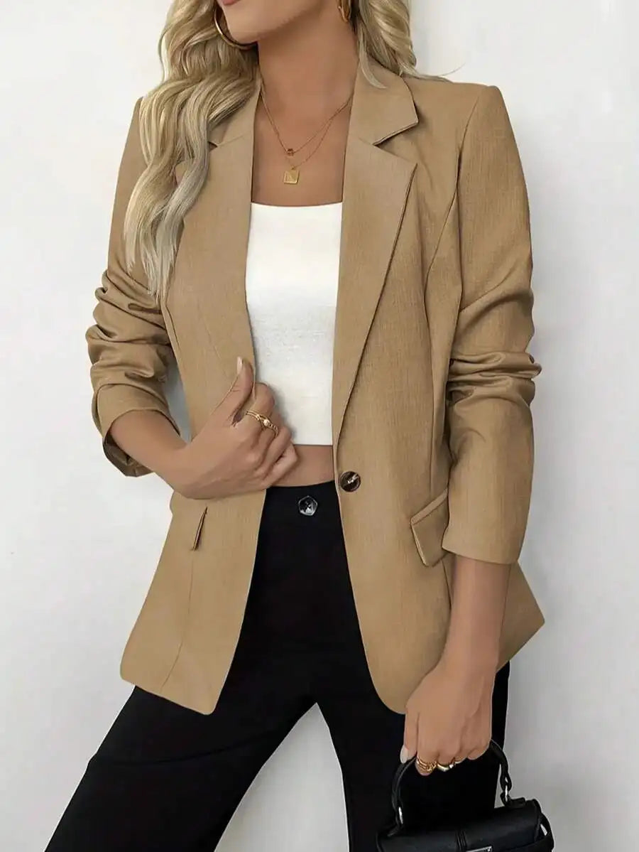 Elegant Women's Lightweight Single-Button Blazer Jacket