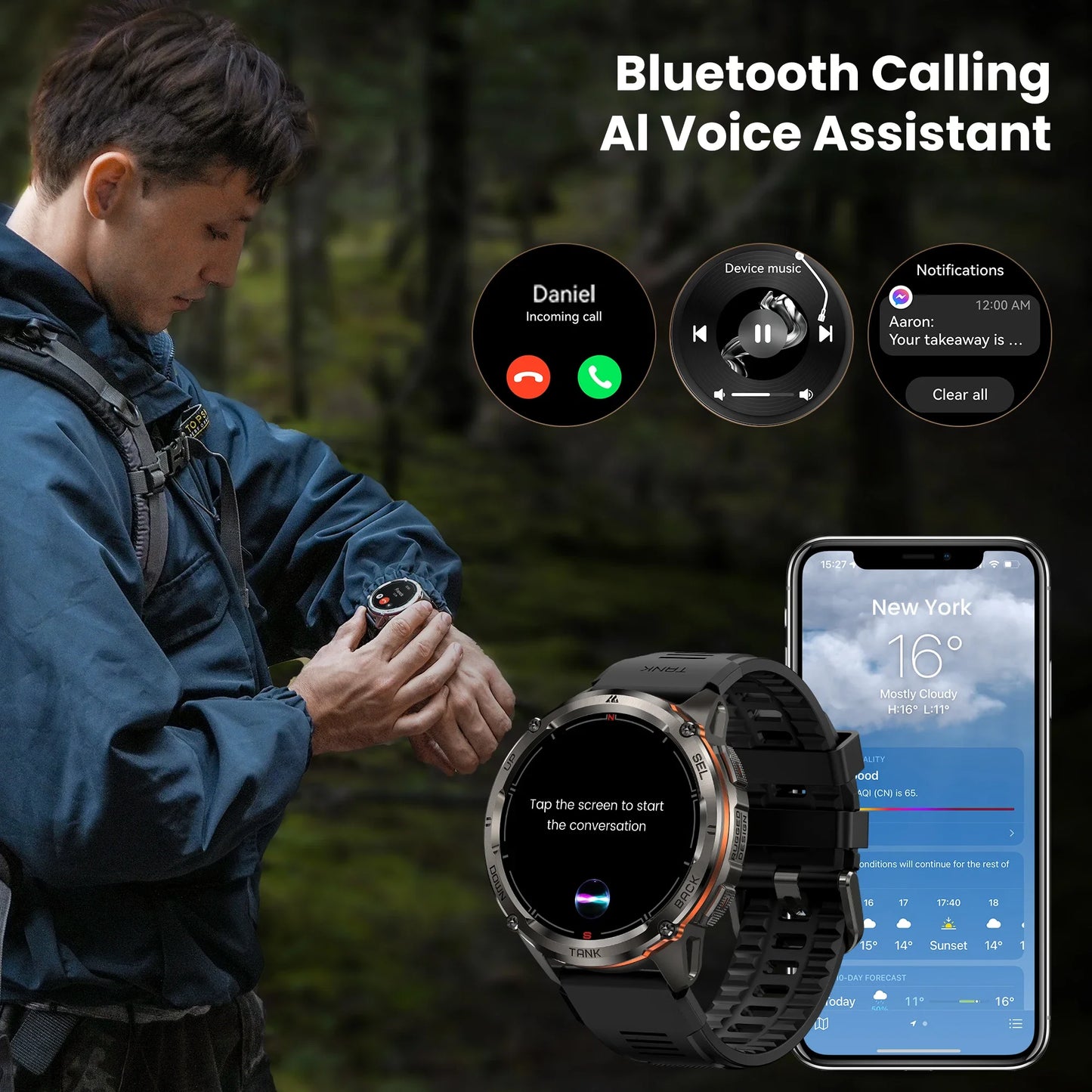 KOSPET Tank T3 Ultra 2 GPS Smartwatch With Bluetooth Call