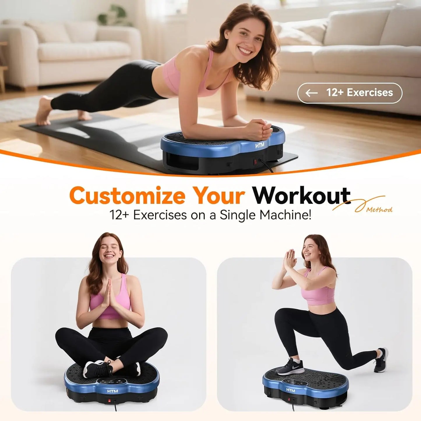 HTMM Vibration Plate For Weight Loss With 120 Speed Levels And Calorie Tracking