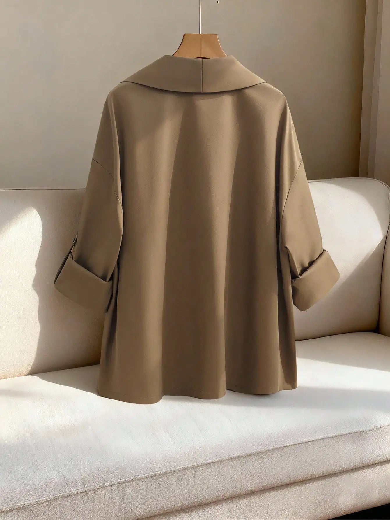 Women's Rolled Sleeve Windbreaker Jacket for Autumn