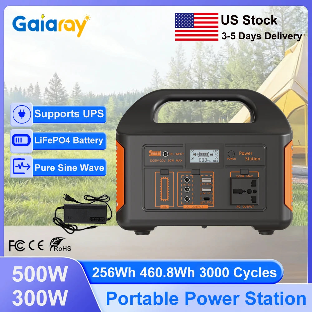 GaiaRay 460.8Wh Portable Power Station Solar Generator 110V Emergency