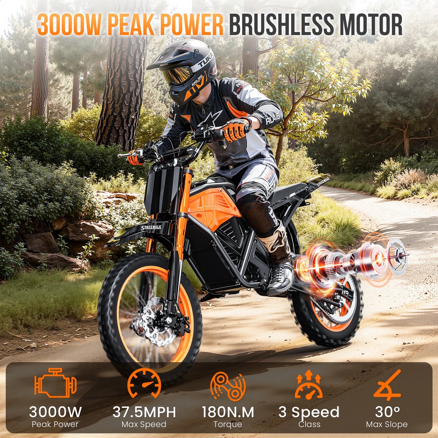 EILLEO SPACEWALK 48V Electric Dirt Bike Adults 3000W 60mi