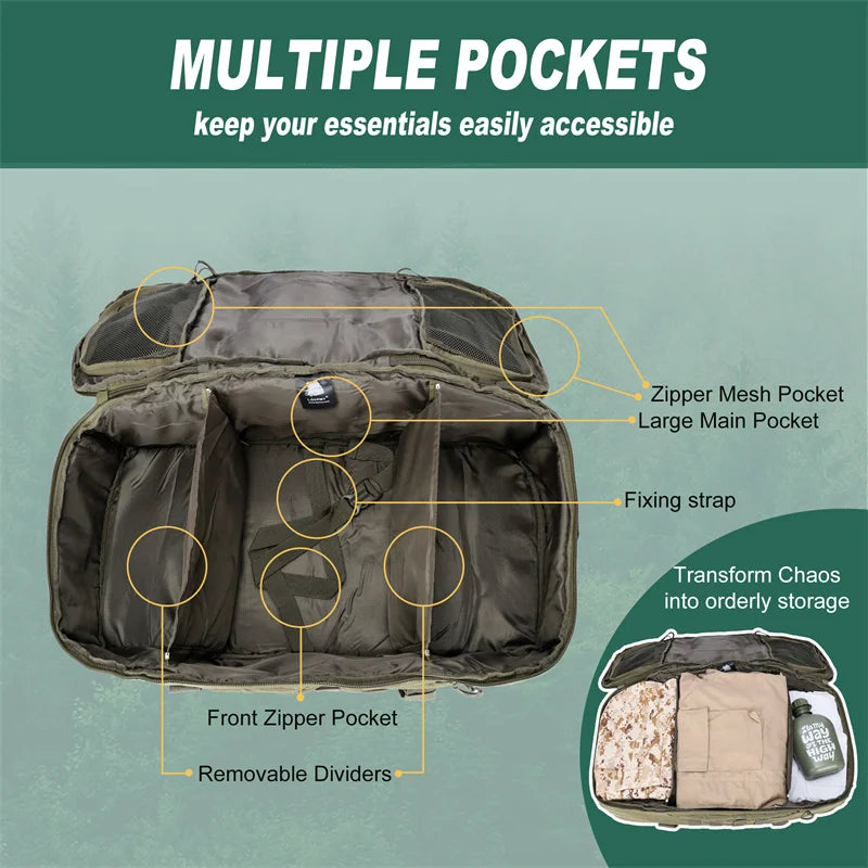 LQARMY MOLLE Tactical Backpack for Hiking Camping and Travel