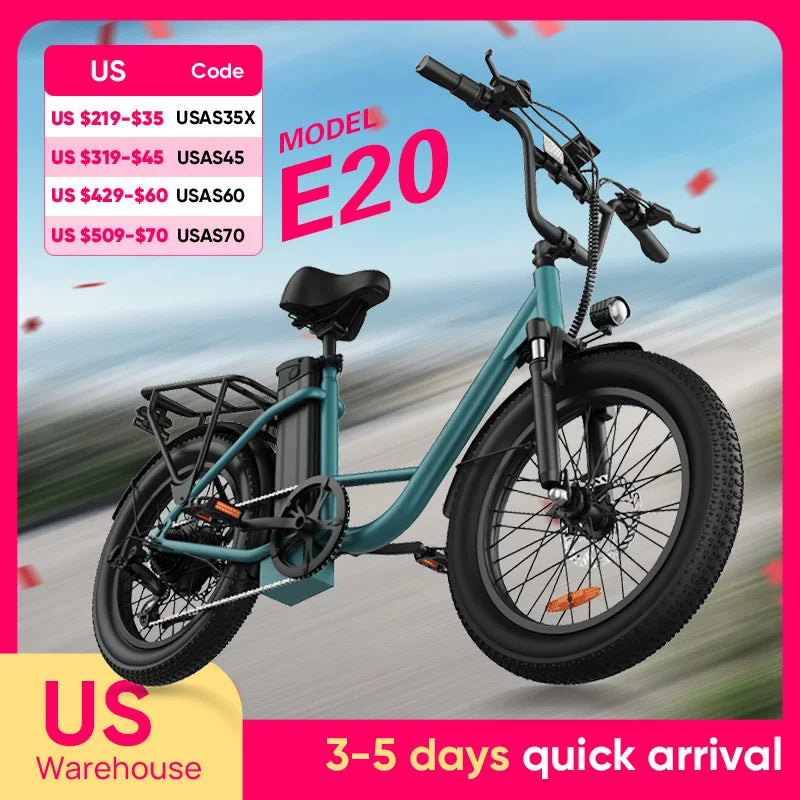 URLIFE 1000W E20 Electric Bike With Removable Battery And Dual Disc Brakes