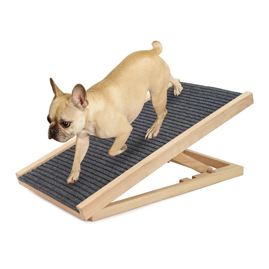 TWISTER.CK Dog Ramp Ladder, Wood Folding Anti Skid Adjustable