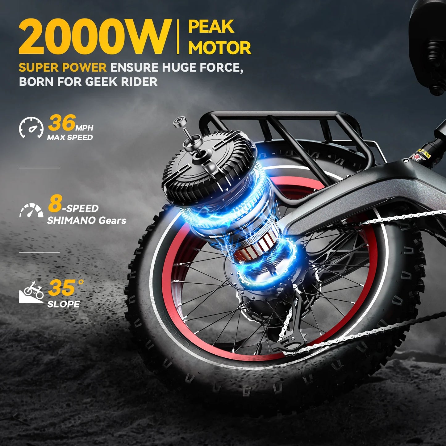 TALUSCONDOR Folding Electric Fat Tire Bike With Dual 48V 20Ah Battery