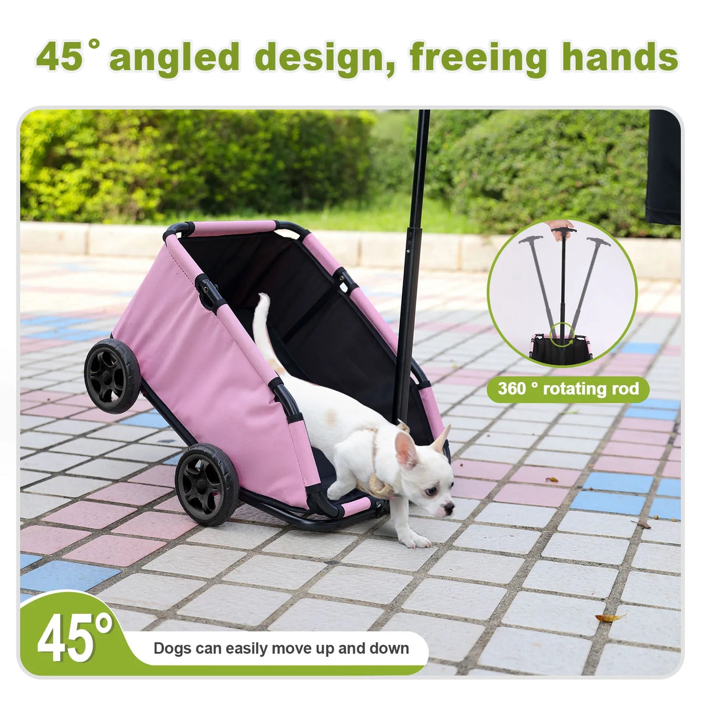 Small Pet Cart Folding Dog Stroller 360 Rotating Carrier