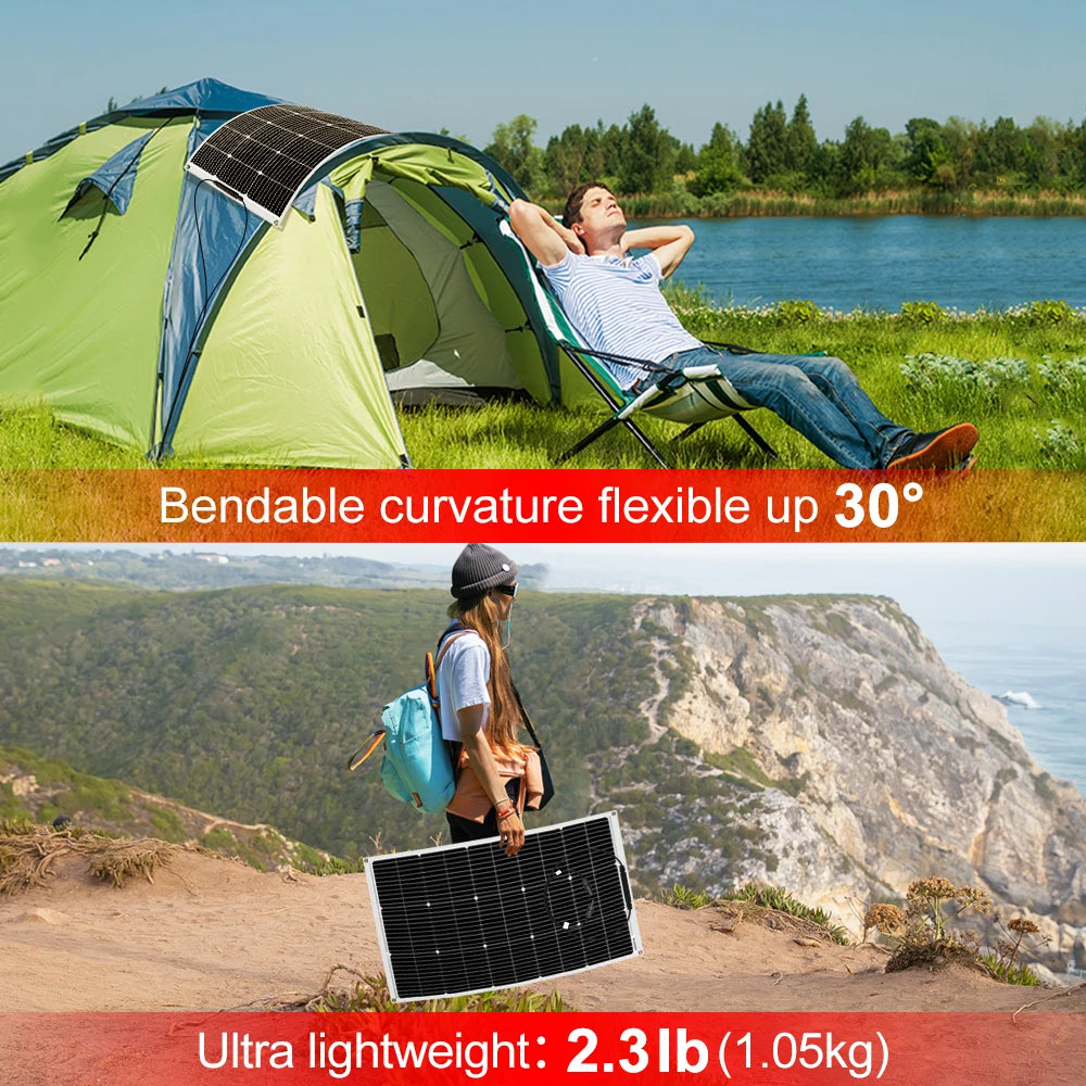 DOKIO 18V 100W Flexible Monocrystalline Solar Panel For Camping RV